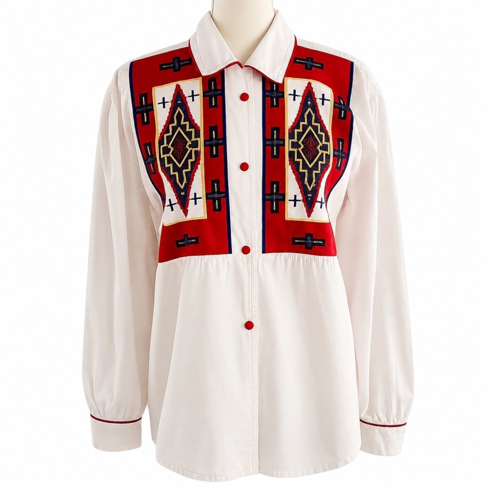 Vintage 1993 Hairston Roberson Camisa Southwestern Western Shirt - Size Small